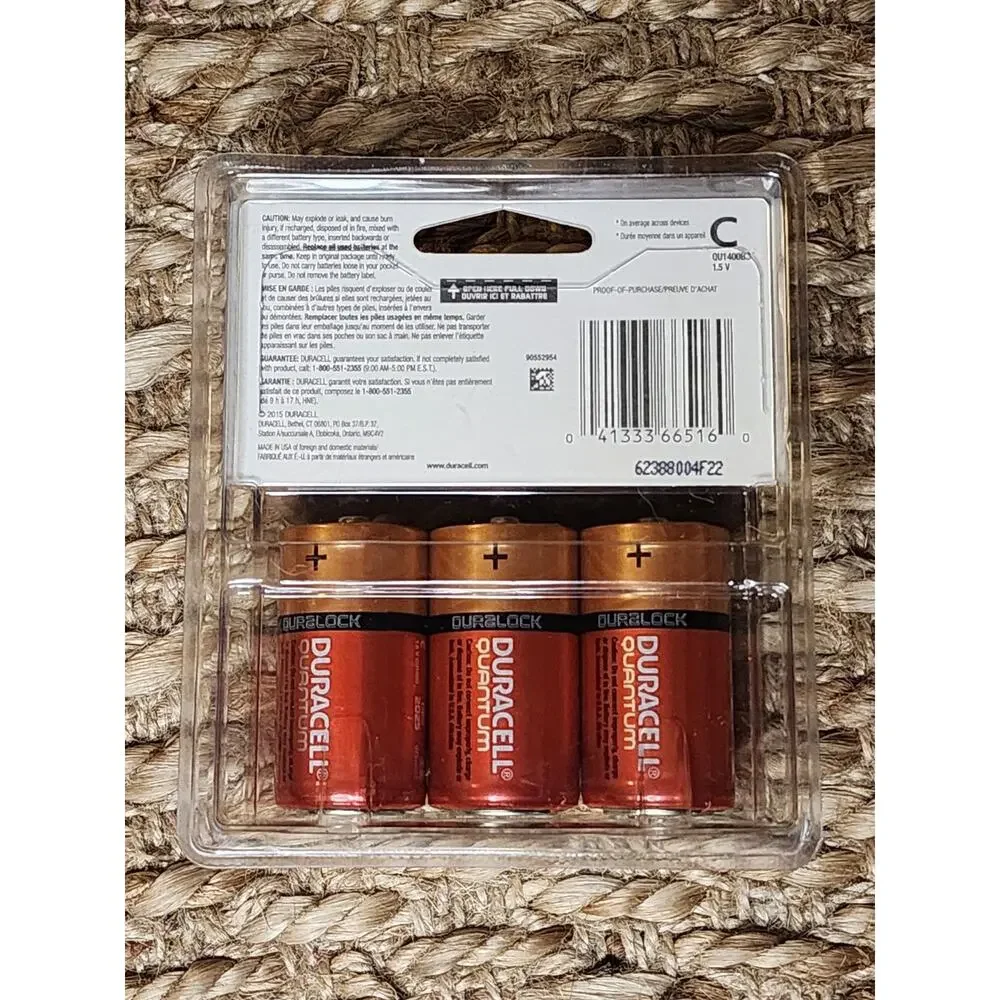 Duracell C QUC3RFP Quantum Alkaline Batteries Duralock Power Preserve Tech. 3 Pk